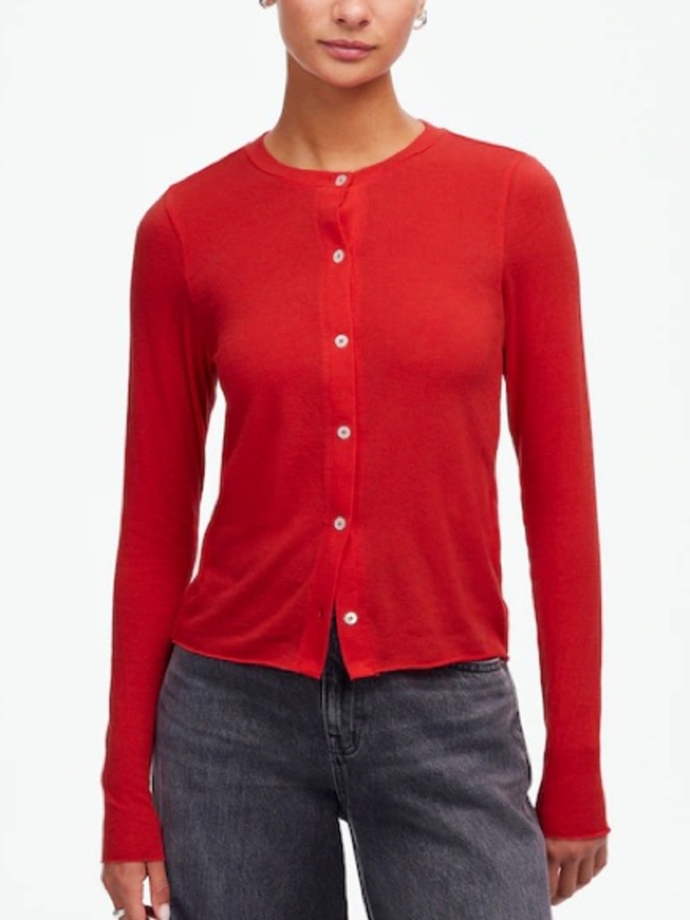 Madewell Wool Blend Crewneck Red Cardigan NWT - size small